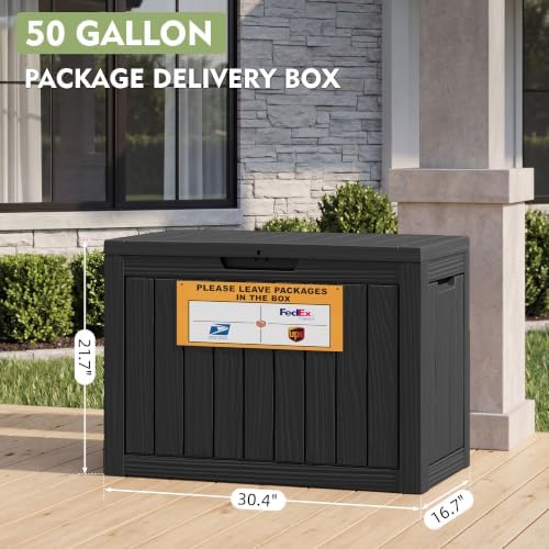 package delivery box for outside with sign 50 shown in use
