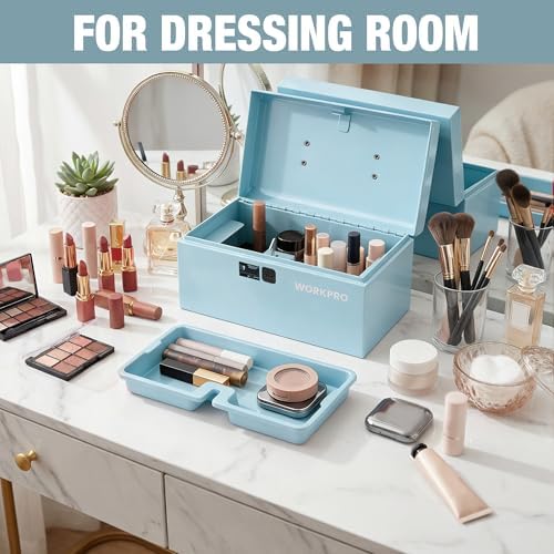 workpro 10.8" mini metal tool box with removable, package contents