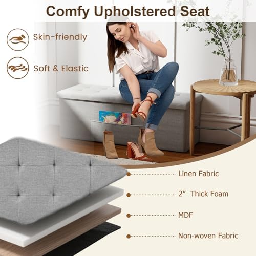 giantex storage ottoman bench, 43" l folding foot, package contents