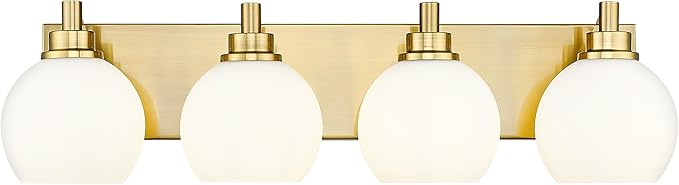 METWET Bathroom Light Fixtures, 4 Light Brushed Gold Vanity Light, 26 Inch by Metwet