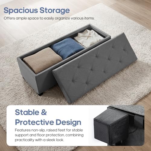 dumos storage ottoman bench, 43.3 inch end of, side view