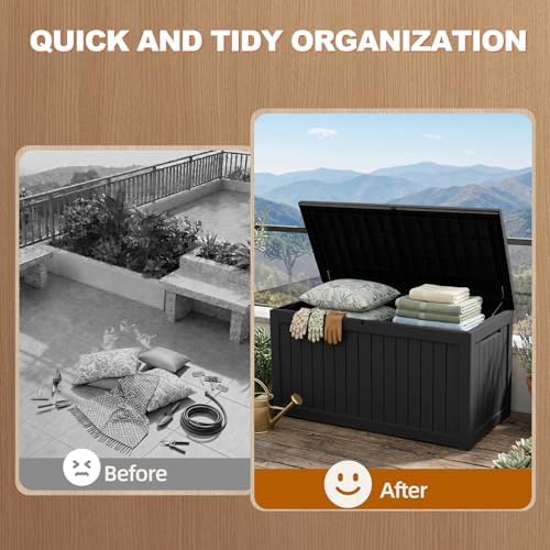 efu outdoor storage box 340 gallon deck box, side view