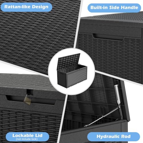 outdoor storage box waterproof, 100 gallon deck box, side view