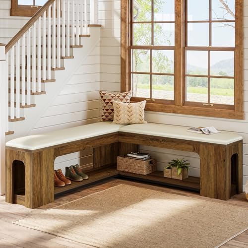tribesigns l shaped corner bench with removable seat on a desk or shelf