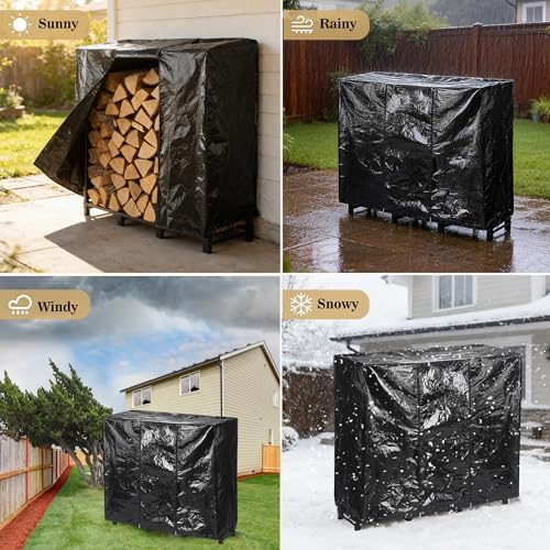 facka 4ft firewood rack outdoor with cover, metal, package contents