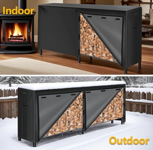 amagabeli 8ft firewood log rack with cover outdoor on a desk or shelf