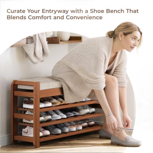 39.4" shoe rack bench with coat rack 3-tier, view 9