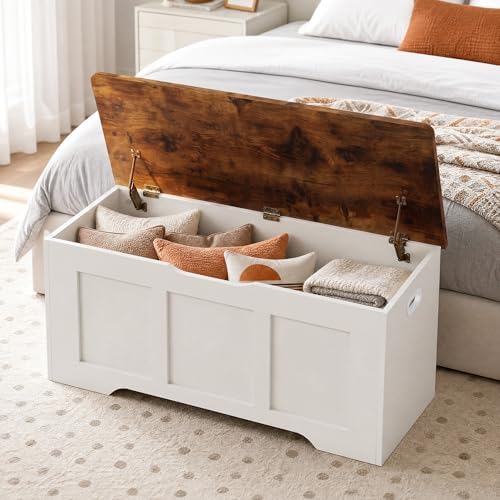 39.4" flip top wooden storage bench with 2, view 9