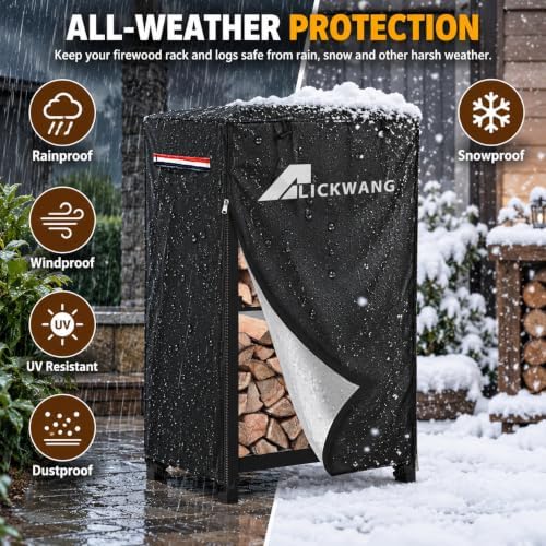 outdoor waterproof 17 inch small firewood rack cover showing dimensions