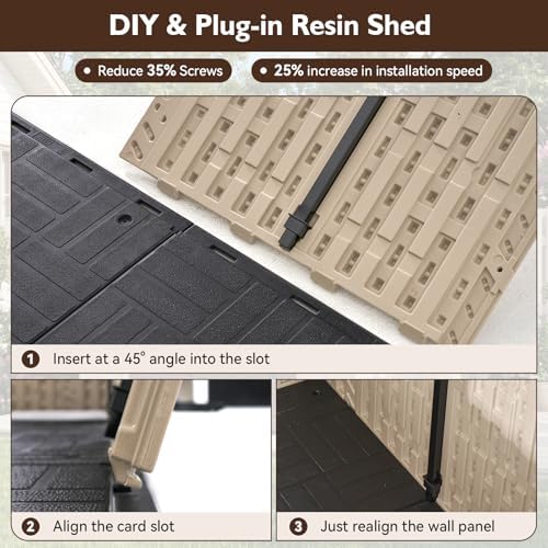 lazysunsets 8x6 ft outdoor storage shed, large resin, package contents