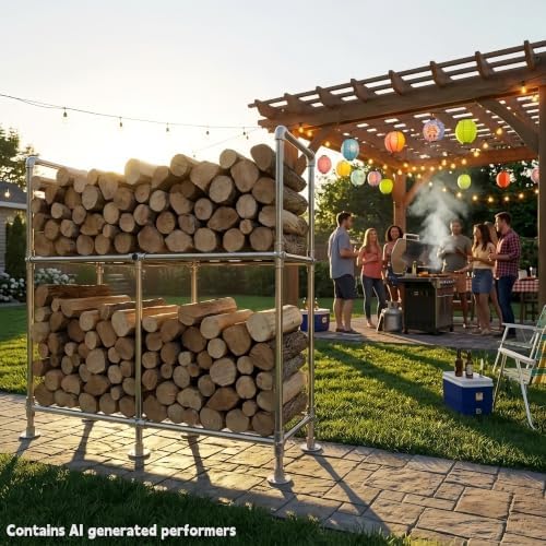 4ft heavy duty firewood rack outdoor with cover,2-tier,6 on a desk or shelf