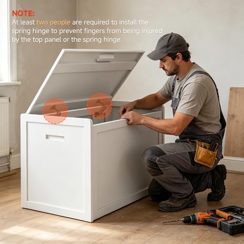 storage chest, entryway storage bench with 2 safety, side view