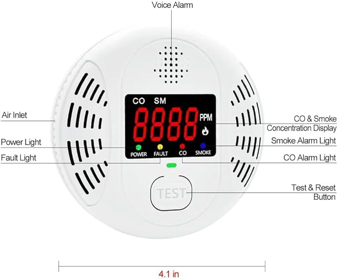 Vzmcov Carbon Monoxide and Smoke Detector Equipped - Image 4