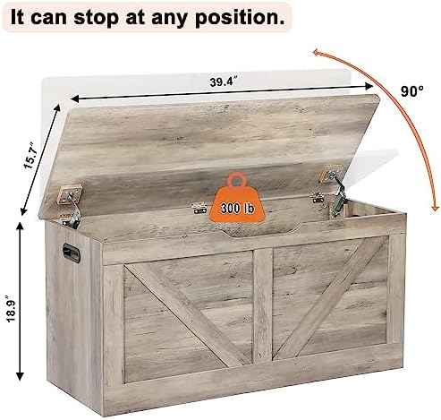 timberer 39.4" storage chest, wooden storage bench, large, close-up detail