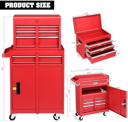 winado 4-drawer rolling tool chest, 2-in-1 large storage, package contents