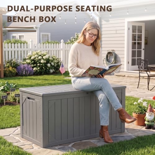 100 gallon outdoor storage box, waterproof large resin, side view