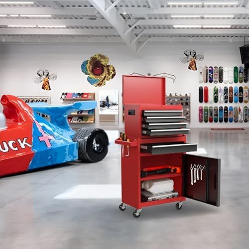 5 drawers tool cart with wheels & 1 shown in use