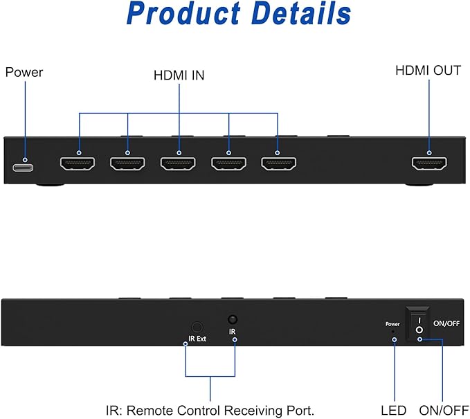 5-in-1 HDMI Converter with 4k@60Hz HDMI Switch & Infrared Remote Control - Image 2
