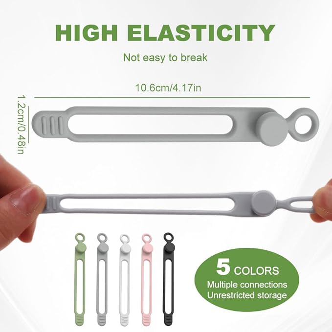 Data Cable Organizer, 2026 Upgrade Silicone Cable Ties Reusable Cable - Image 3