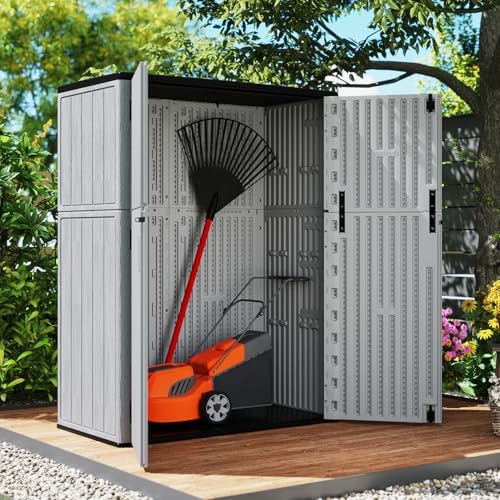 zzm 57 cu.ft outdoor storage cabinet with one shown in use