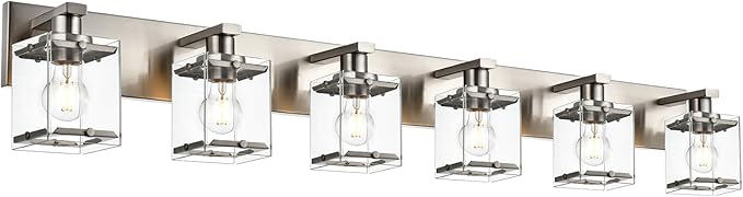 WINSHEN 6-Lights Brushed Nickel Bathroom Light Fixture Over Mirror, Modern Wall by WINSHENLighting