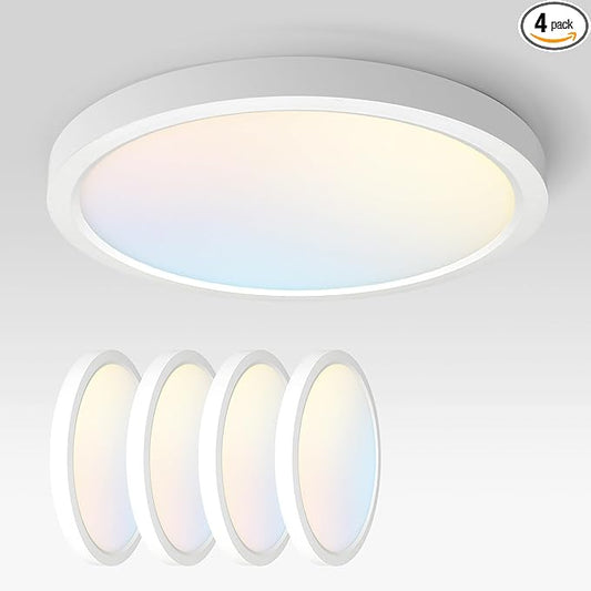 ASD LED 18" Round Flush Mount Ceiling Light Fixture, Low Profile Surface by ASDLightingCorporation