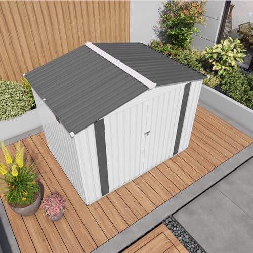 8x6 ft outdoor storage shed, metal garden shed, view 9