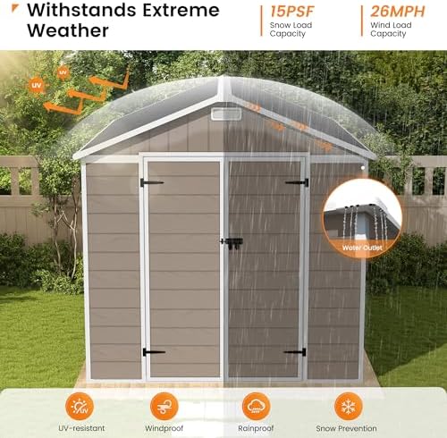 udpatio outdoor resin storage shed 8 x 10, close-up detail