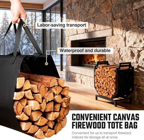 hihaduum firewood rack outdoor indoor - firewood holder, close-up detail