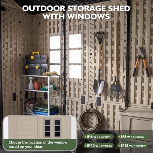 aoxun 8x6 ft outdoor storage shed with floor, package contents