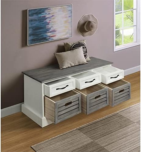 bowery hill 6 drawer entryway storage cubby bench, front angle view
