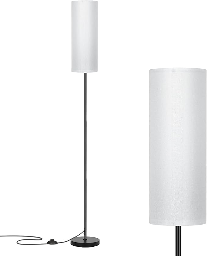 FRIDEKO HOME Floor Lamp with White Shade, Simple Design with Foot Pedal Switch by FRIDEKOHOME