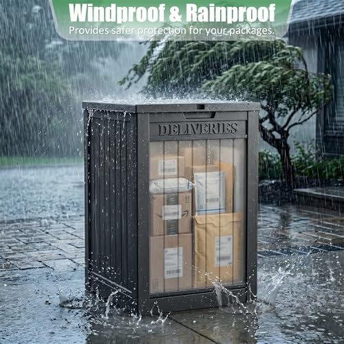 easyup package delivery boxes for outside, 90 gallon, side view
