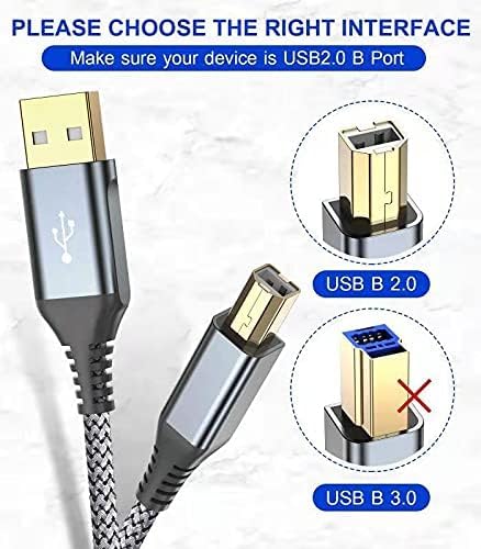 sweguard Printer Cable 15ft, USB-A to USB-B Cable, High Speed Nylon Braided - Image 4