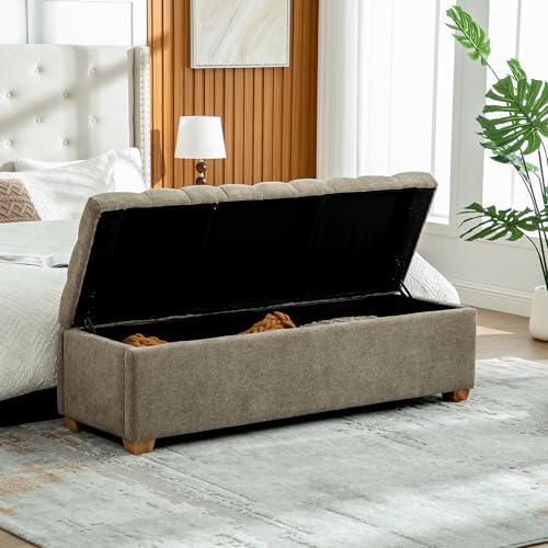 60.2" storage bench, end of bed storage benches, front angle view