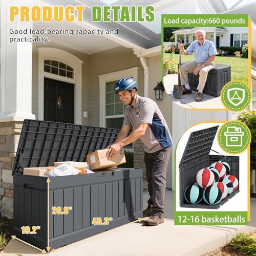greesum outdoor storage box 82 gallon storage bin on a desk or shelf