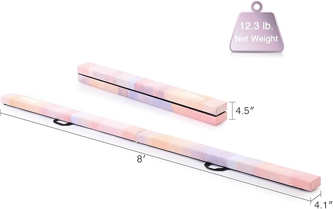 ZELUS 8' Folding Gymnastics Balance Beam, Floor Balance Beam w/Carry Handles - Image 6