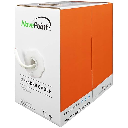 NavePoint 500ft in Wall Audio Speaker Cable Wire CL2 18/2 AWG Gauge 2 Conductor by NavePoint