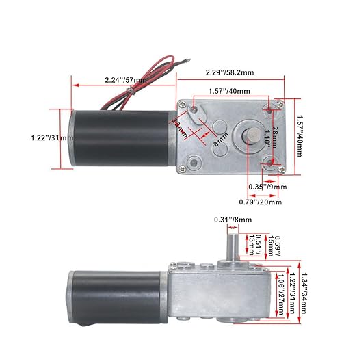 Bringsmart Self-Locking 24V 160rpm DC Worm Gear Motor 10kg.cm Reversed Mini - Image 2