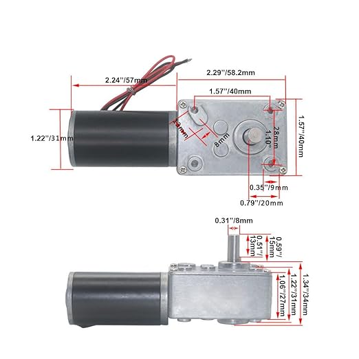 BRINGSMART 12V 160rpm DC Worm Gear Motor 10kg.cm Self-Locking Engine Reversed - Image 2