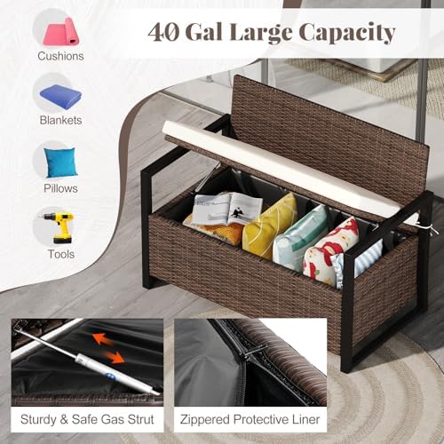 relax4life wicker rattan outdoor storage loveseat bench mix, package contents
