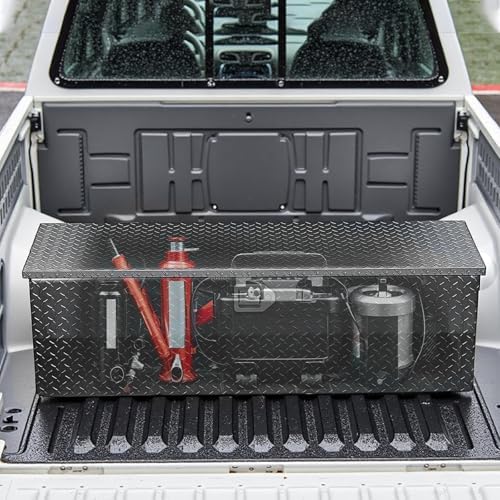 vevor heavy duty aluminum truck bed tool box, front angle view