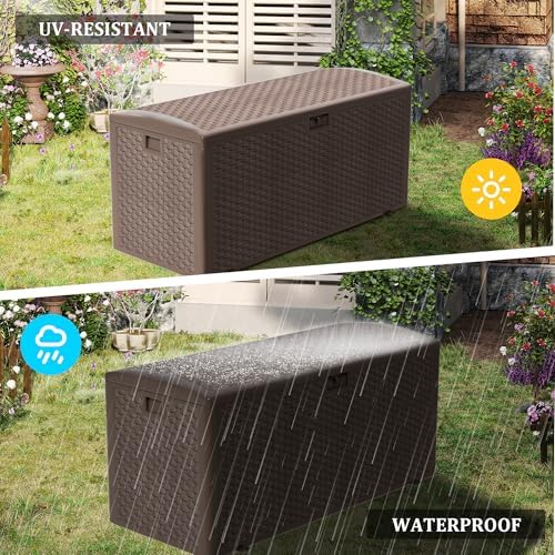180 pro gallon waterproof outdoor storage bin resin, side view