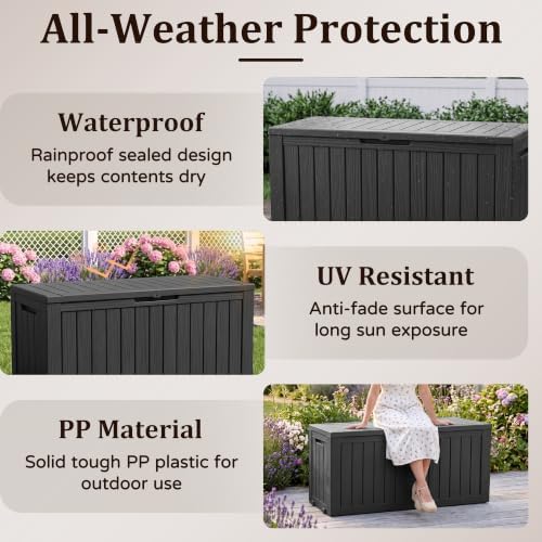 outdoor storage box,130 gallon lockable deck box with, close-up detail
