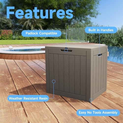 patiozen 36 gallon deck box,waterproof resin outdoor storage, close-up detail