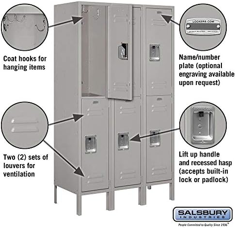 salsbury industries 62355gy-u double tier 3-inch wide 5-feet, side view