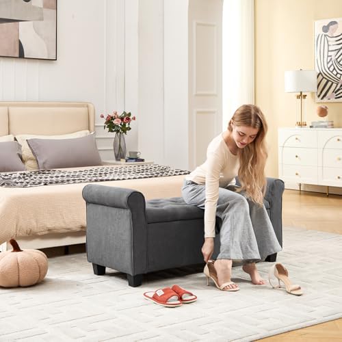 49" ottoman with storage, end of bed storage on a desk or shelf