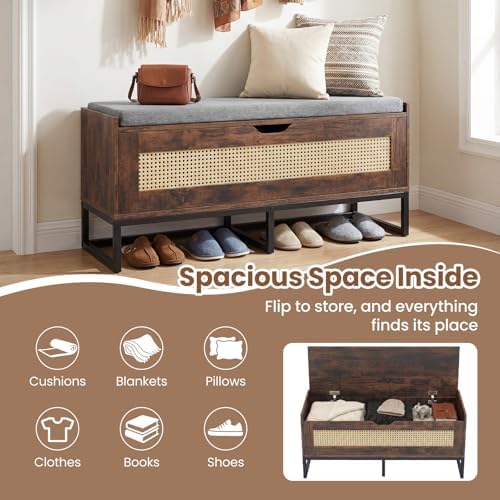 giantex rattan shoe bench, flip-top entryway bench with, package contents