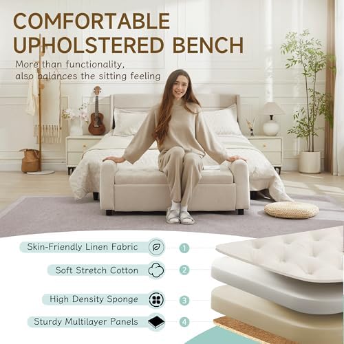 ottoman with storage, tufted storage bench for bedroom, package contents