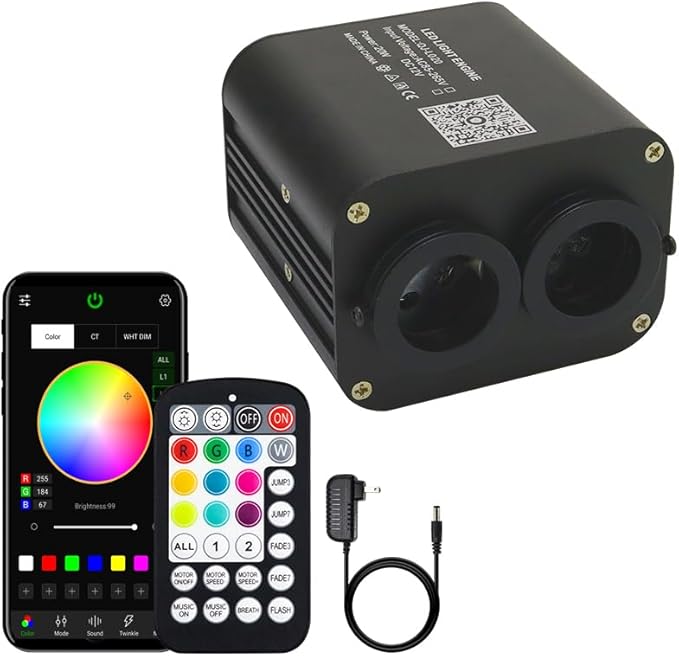 AZIMOM Dual Color 20W Fiber Optic Light Source RGBW Light Box Engine Diver by AZIMOM